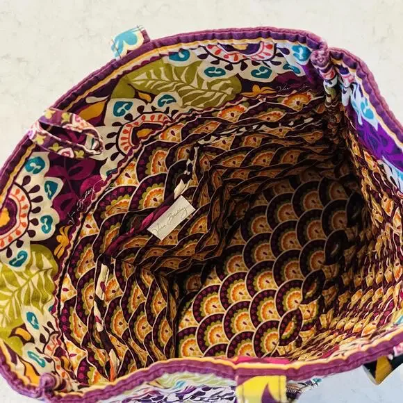 Vera Bradley Plum Crazy Shoulder Tote Bag Purse with Toggle Closure - Picture 6 of 8